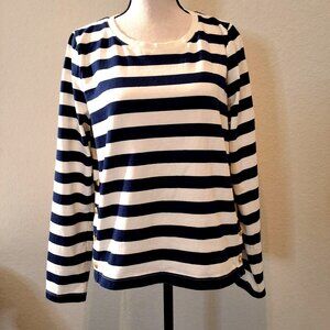 J.Crew Mariner Striped Long Sleeve Cotton Top M Coastal Nautical Preppy